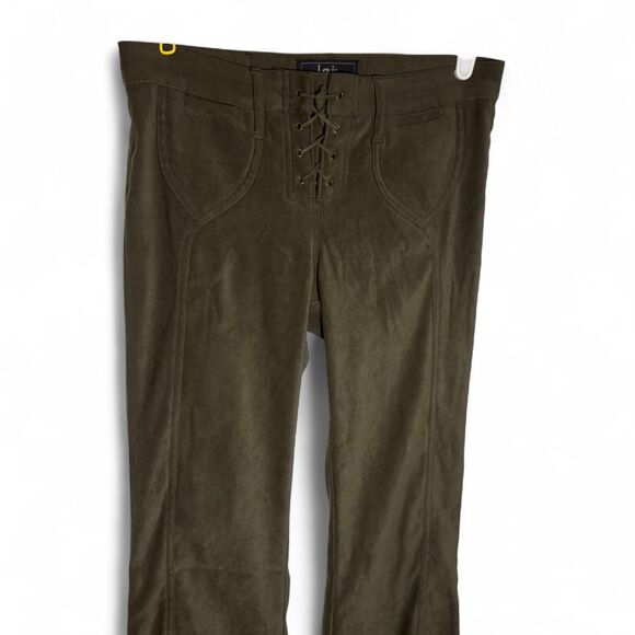 LEI Y2K Green Lace Up Flare Pants Size 9 - Picture 2 of 8
